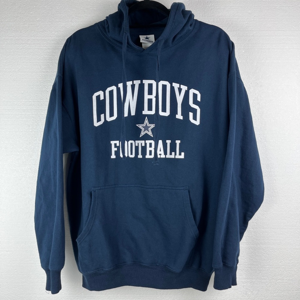 Vintage‎ Dallas Cowboys Football Navy Blue Pullover Sweatshirt Hoodie Large Y2K